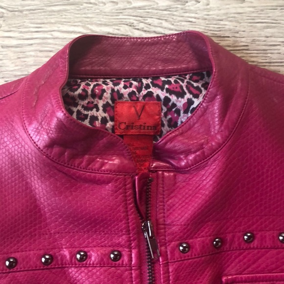 One of a Kind Raspberry Faux Snake Skin Jacket - Picture 4 of 8